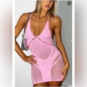 Sparking Baby Diamante Mini Dress Candy Pink